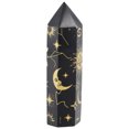thumbnail image 4 of Pilar con patrón de sol y luna de torre de obsidiana de cristal, 3,54 pulgadas, natural para Reiki, 4 of 6