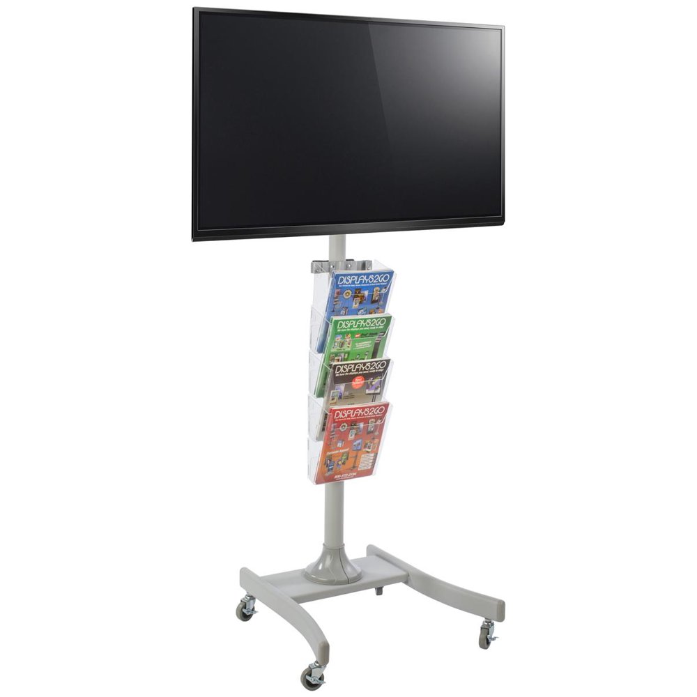 Displays2go Height Adjustable Rolling TV Stand for 32" to 47", with