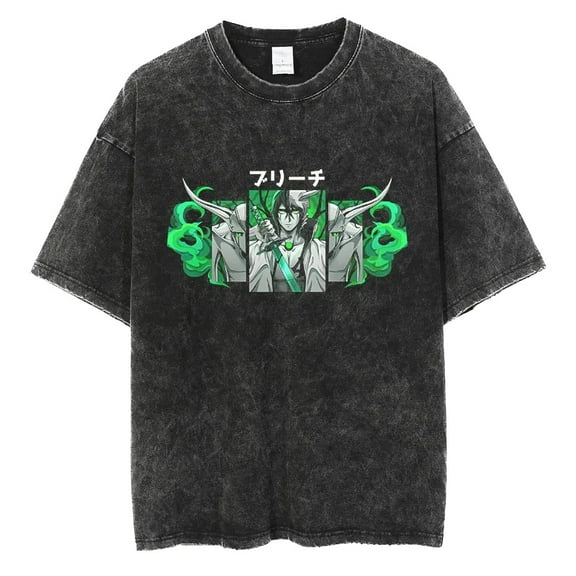 Bleach Men's Cotton Summer T-Shirts Vintage Tee Loose Fit Short Sleeve Casual Tshirts for Men Women 3XL