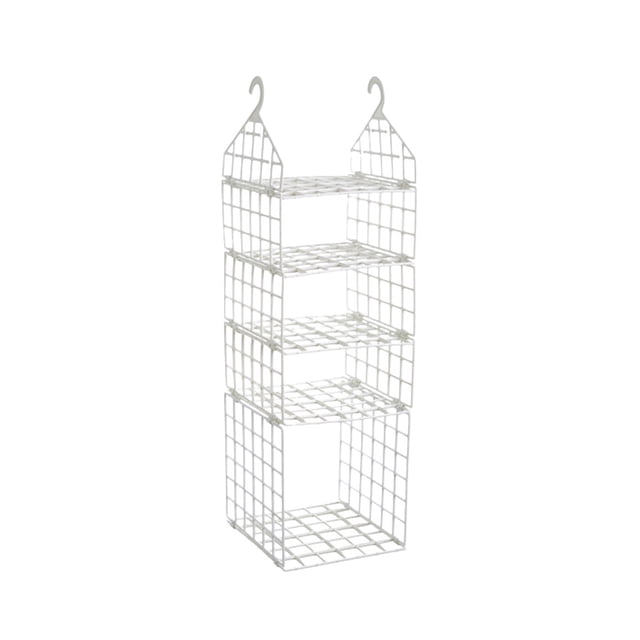 Organizador de armario colgante plegable de múltiples capas, de plástico, ideal para ropa, suéteres, toallas, pijamas, sombreros (uno grande y tres pequeños, blanco)