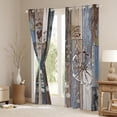 thumbnail image 3 of Erosebridal Rustic Windmill Curtains For Bedroom, Farmhouse Wheel Vintage Life Curtains & Drapes 42"Wx63"L Western Farm Barn Door Blackout Curtains Wooden Plank Cow Country Window Curtains, Brown, 3 of 5