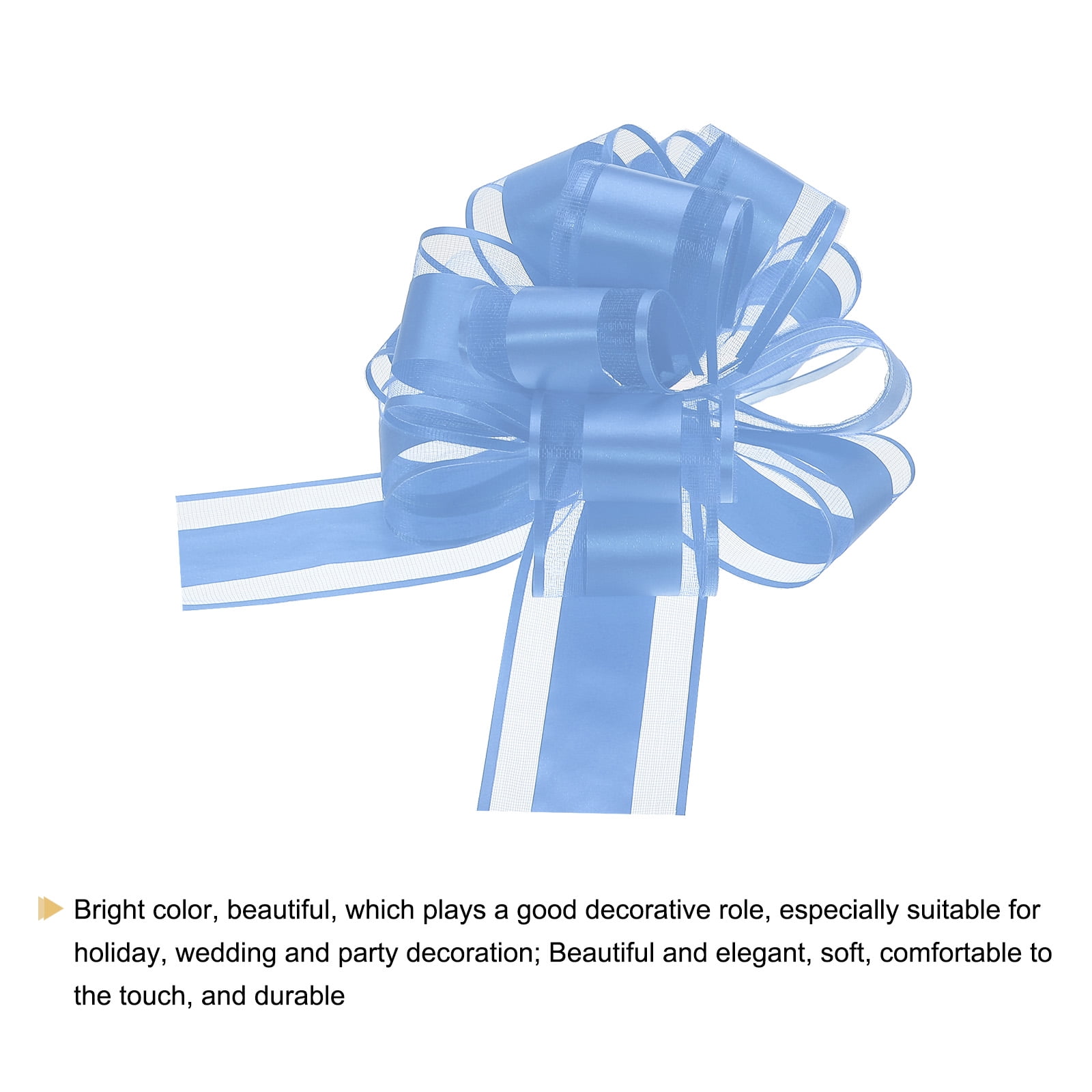 20pcs 6" Large Big Pull Bow Organza Gift Wrapping Bows Ribbon for Wedding Presents Christmas, Light Blue