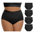 thumbnail image 3 of Plus Size S-4XL High Waisted Briefs for Women Plus Size Ladies Underwear Stretch Full Coverage Panties 4 Pack, 3 of 8