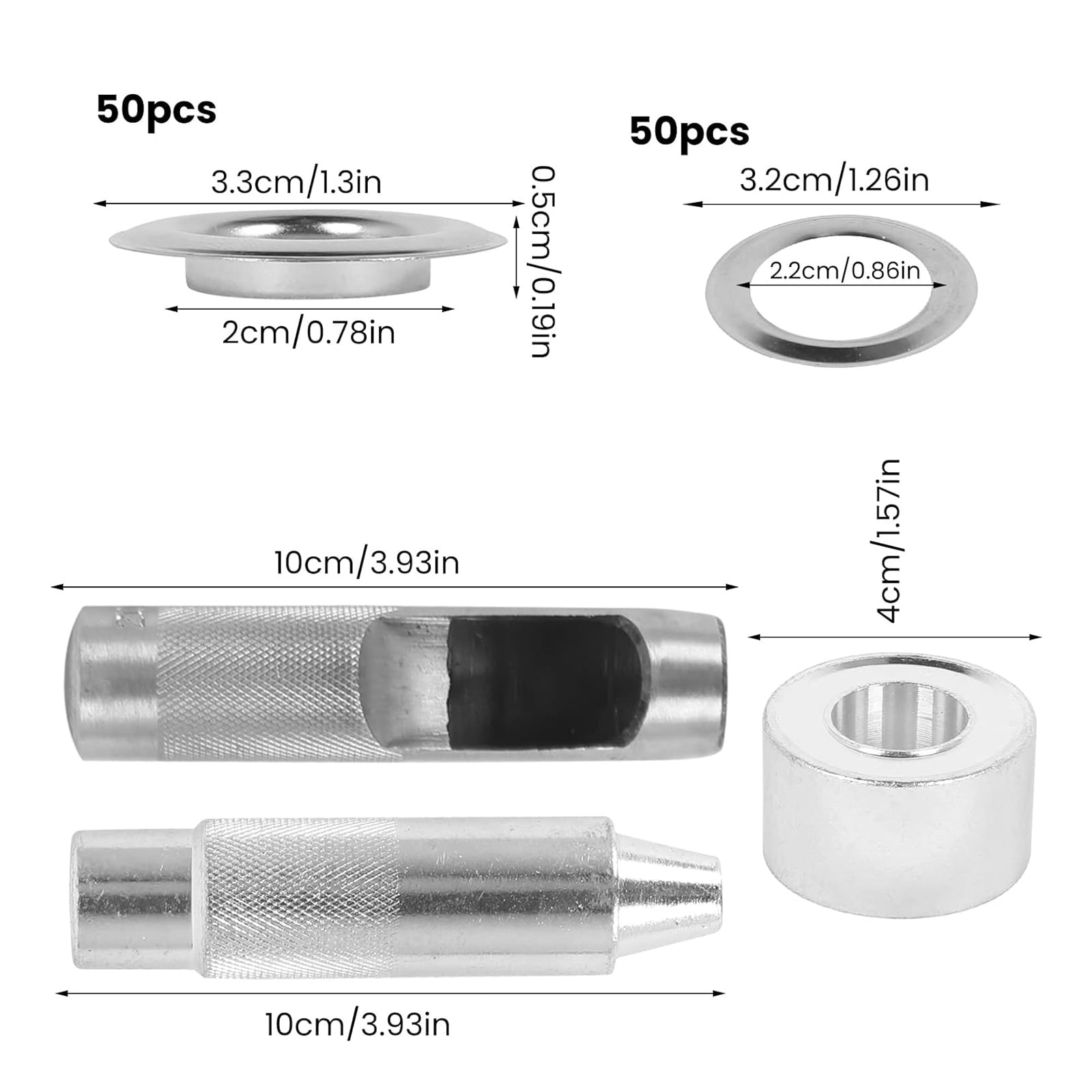 50 Sets 20mm Metal Grommets Kits Eyelet Tool Eyelets and Grommet Set for Leather Fabric Belt Shoes Accessories
