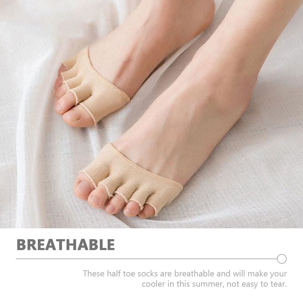 2 Pairs of Women Mule Toe Socks High Heel Shoes Liner Summer Open Toe