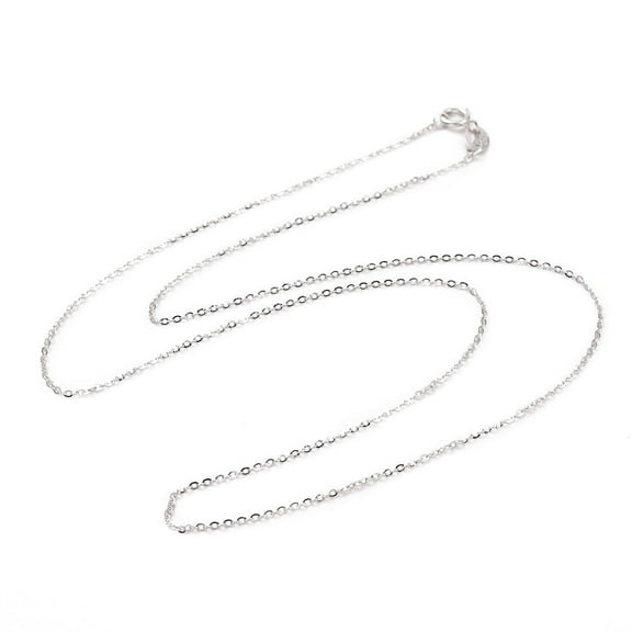 Sterling Silver 10 pc Anti-Tarnish Rhodium Plated 925 Sterling Silver Cable Chains Necklace for Women Platinum 17.72 inch(45cm)