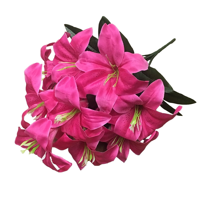 安価 2pcs Artificial Lily 10 Fake Flower Wedding Party Decor Bouquet Home