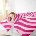thumbnail image 6 of Manfei Romantic Love Heart Full Size Comforter Sets, Pink Stripes Abstract Bedding Comforter Set, Kawaii Cute Cartoon Reversible Bedding Sets, Microfiber Bedroom Decor, 3pcs, 6 of 9