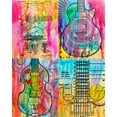 thumbnail image 2 of Dean Russo Collection 26x31 Black Ornate Wood Framed with Double Matting Museum Art Print Titled - Four Guitars, 2 of 4