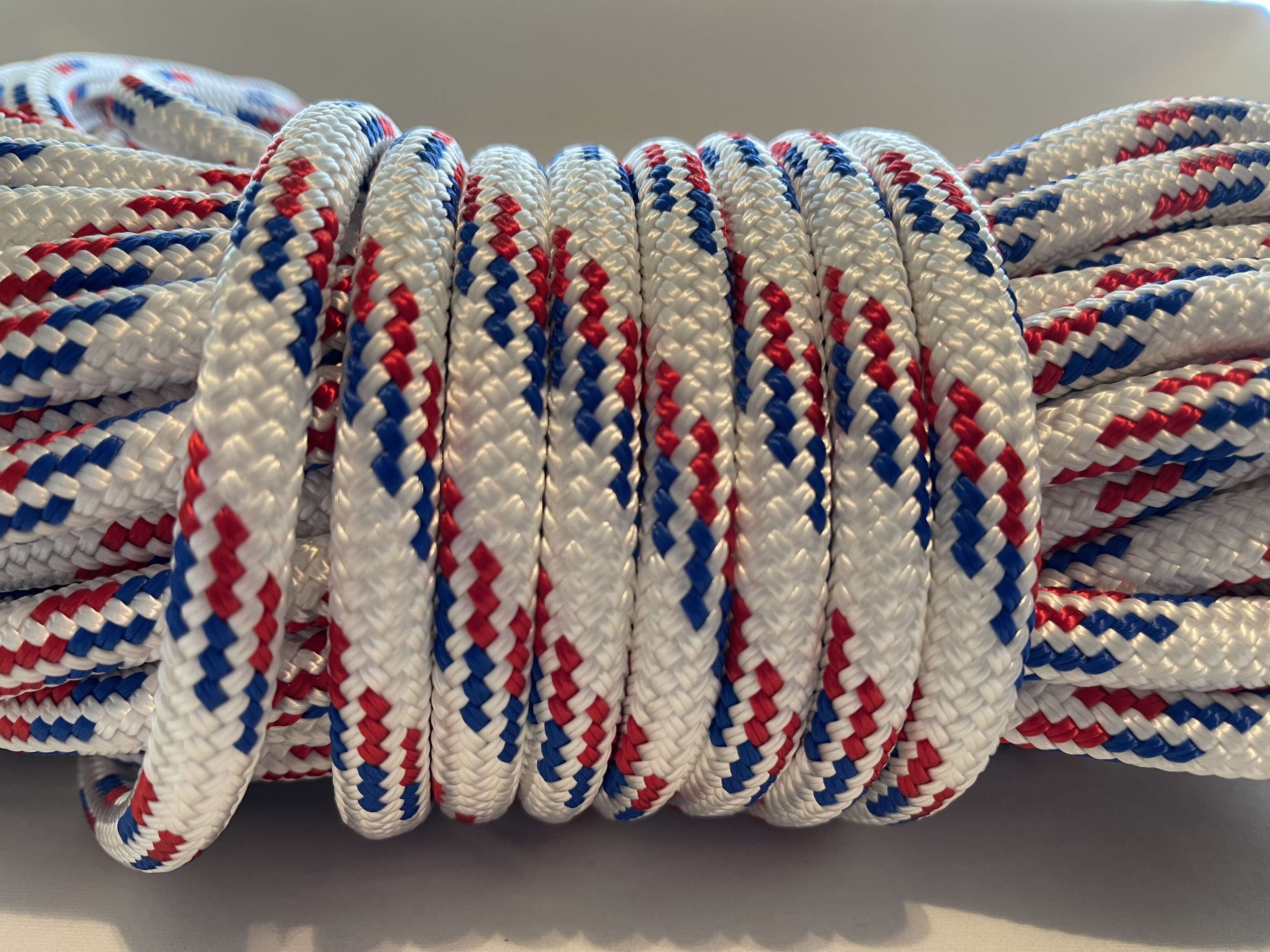 Double Braid-Yacht Braid Polyester Rope 3/8" x 150 ft Red/White US Made 