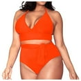 thumbnail image 2 of UTTOASFAY Swimsuits for Women's Plus Size Women's Plus Size High Waisted Tummy Control Swimwear Swimsuit Full Coverage Orange L, 2 of 8