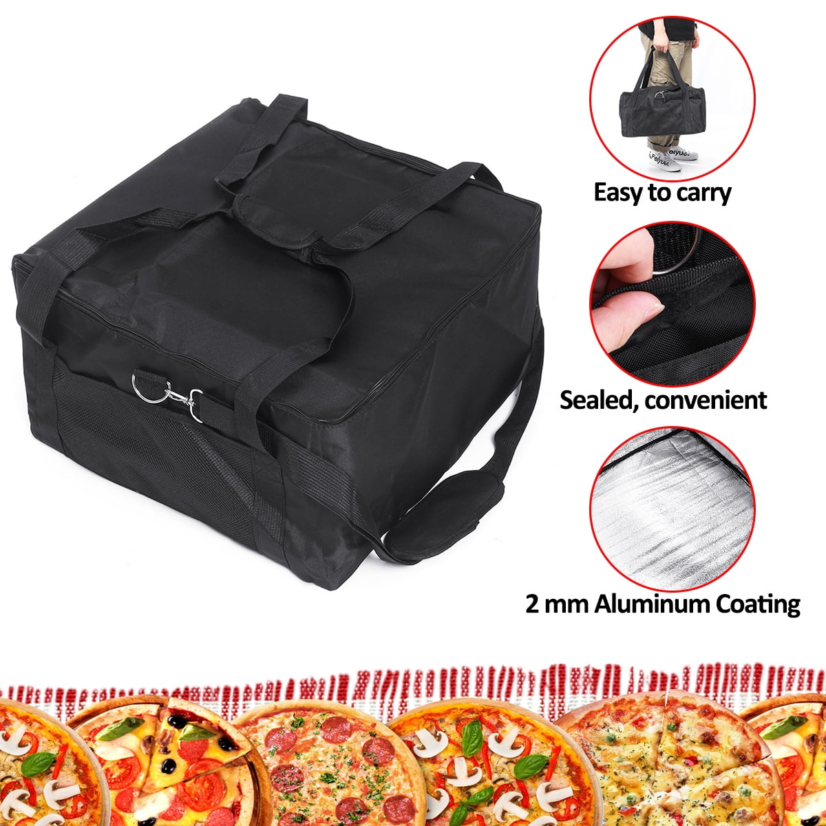 16'' Size 42*42*23cm Pizza Food Delivery Bag Insulated Storage Holder 