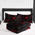 thumbnail image 3 of Flymme Black and Red Comforter Set King Size,3 Piece Modern Neon Geometric Checkered Bedding Abstract Square Plaid Bed Set for Teen Men Gamer Room Decor, 3 of 5