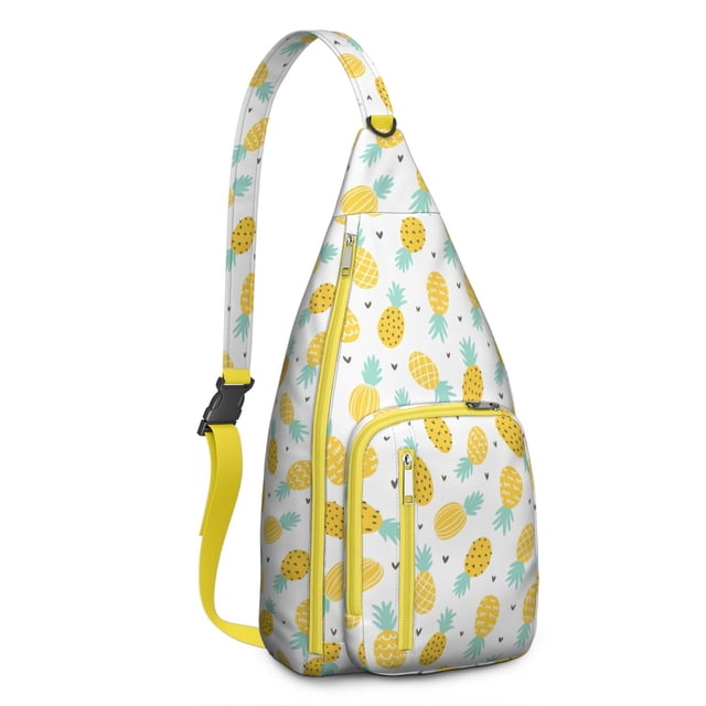 Sac à Dos à Bandoulière Fruits Tropicaux - Design Vibrant d'Ananas et d'Hibiscus, Sac de Jour Tendance