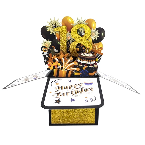 18th Birthday Cards for Boys, 18th Birthday Card Daughter – 18 Year Old Funny Birthday Card with 3D Flower Butterflies Pop-Up, Greeting Card and Envelope for Women Men Friends