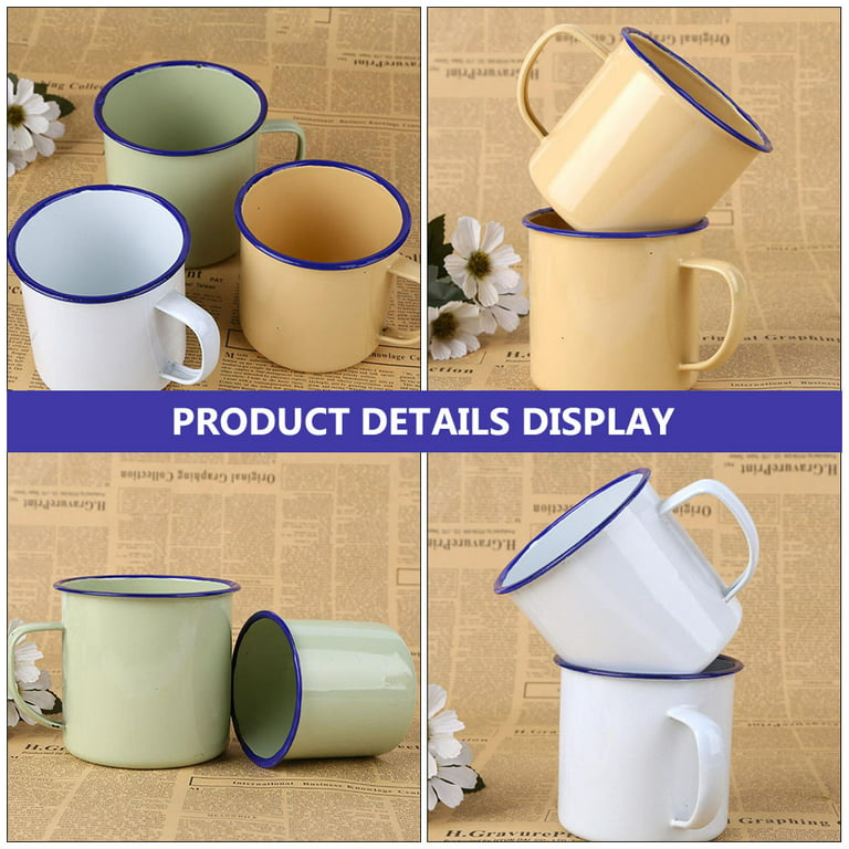 6 Pcs Enamel Camping Mugs Small Coffee Mugs Cups Portable Vintage Tea Cups  Campfire Camping Mugs Bulk with Handle for Coffee Tea Home Picnic Travel