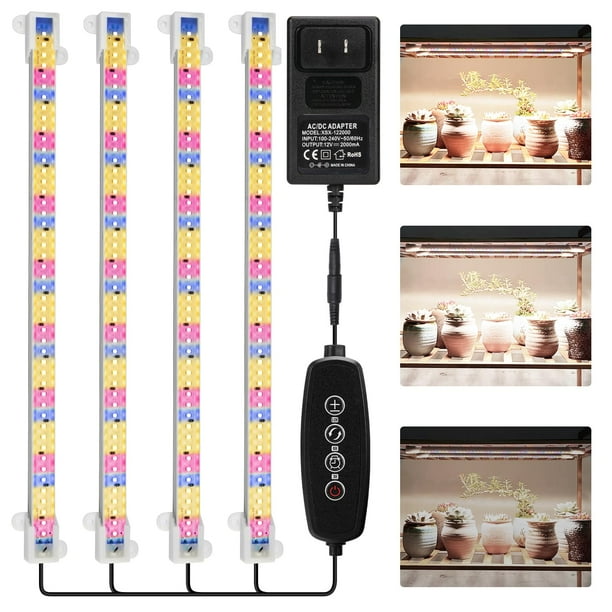 Temporizador Lamp Mosthink Grow Light 5500 K de espectro completo, paquete de 4 unidades