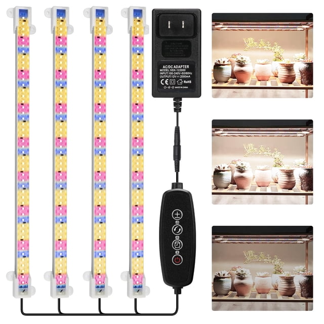Temporizador Lamp Mosthink Grow Light 5500 K de espectro completo, paquete de 4 unidades