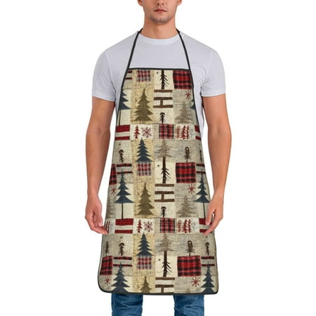 

Lukts Rustic Plaid Forest Lodge Print Unisex Tie-Up Aprons Bibs for Chef Kitchen Grill Beverage Shop