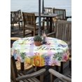 thumbnail image 2 of Outdoor Tablecloths with Umbrella Hole & Zipper, Spring Wildflowers Round Tablecloth 54 Inch, Watercolor Floral Leaf Colorful Plaid Waterproof Table Cloth, Patio/Pool/Picnic Table Covers, 2 of 8