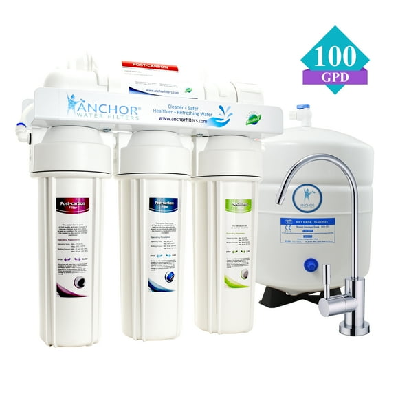 Anchor AF-5003 - Elite Series 5-Stage Reverse Osmosis Water Purification System - Under Sink Water Filter - 100 GPD