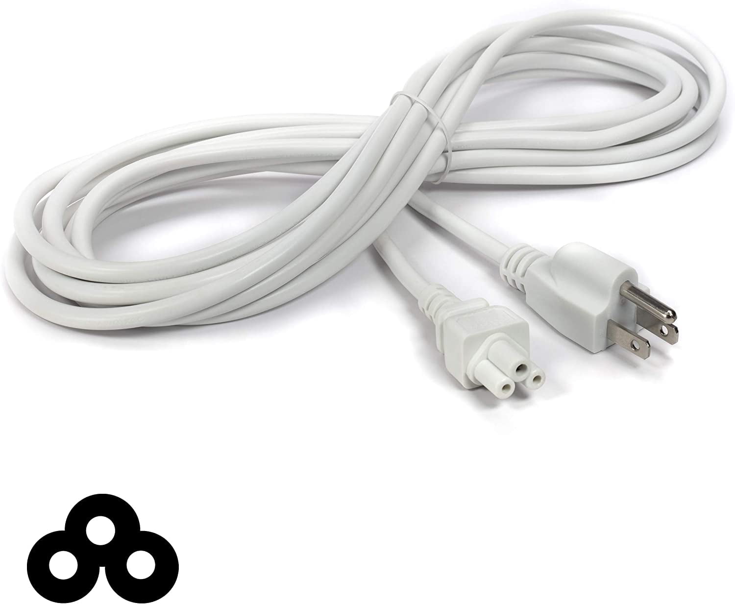 THE CIMPLE CO - 3 Prong AC Power Cord Cable - 25 Ft - White - PC Desktop Laptop Printer LCD HDTV