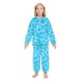 thumbnail image 2 of Fluffy Pajamas Set Fuzzy Winter Warm Pj Sets Pullover Tops and Long Pants Blue Water Texture Pattern Large, 2 of 8