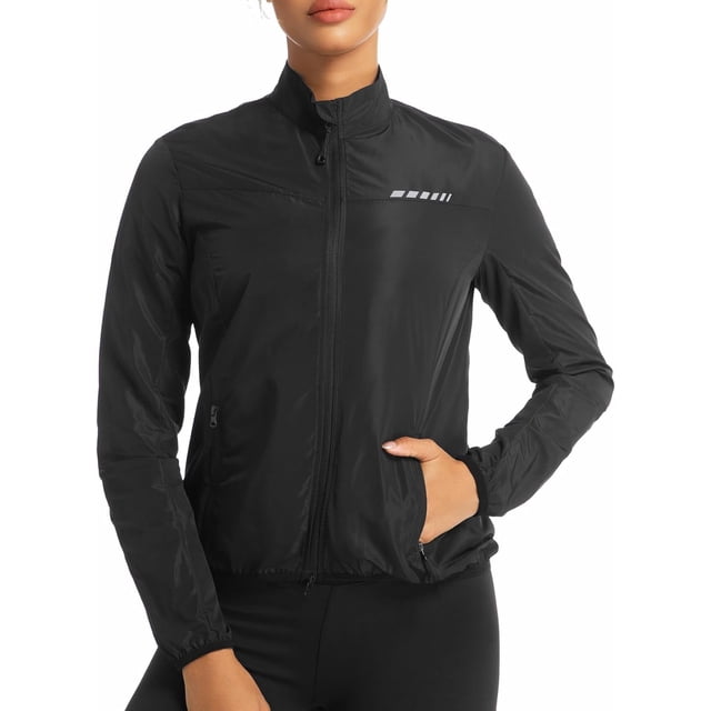 Qualidyne Chaqueta de Ciclismo a Prueba de Viento para Mujer, Rompevientos de Running, Hacer Senderismo y Bicicleta con Elemento Reflectante y 2 Bolsillos con Cierre de Running, Ciclismo y Senderismo
