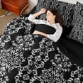 thumbnail image 4 of jejeloiu Damask Floral Pattern 7pcs Bedding Comforter Set,White Victorian Flower Queen Bedding Sets For Adult Reversible, 4 of 8