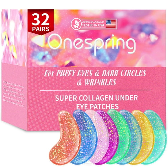 Parches para debajo de los ojos con infusión de colágeno Onespring (32 pares)