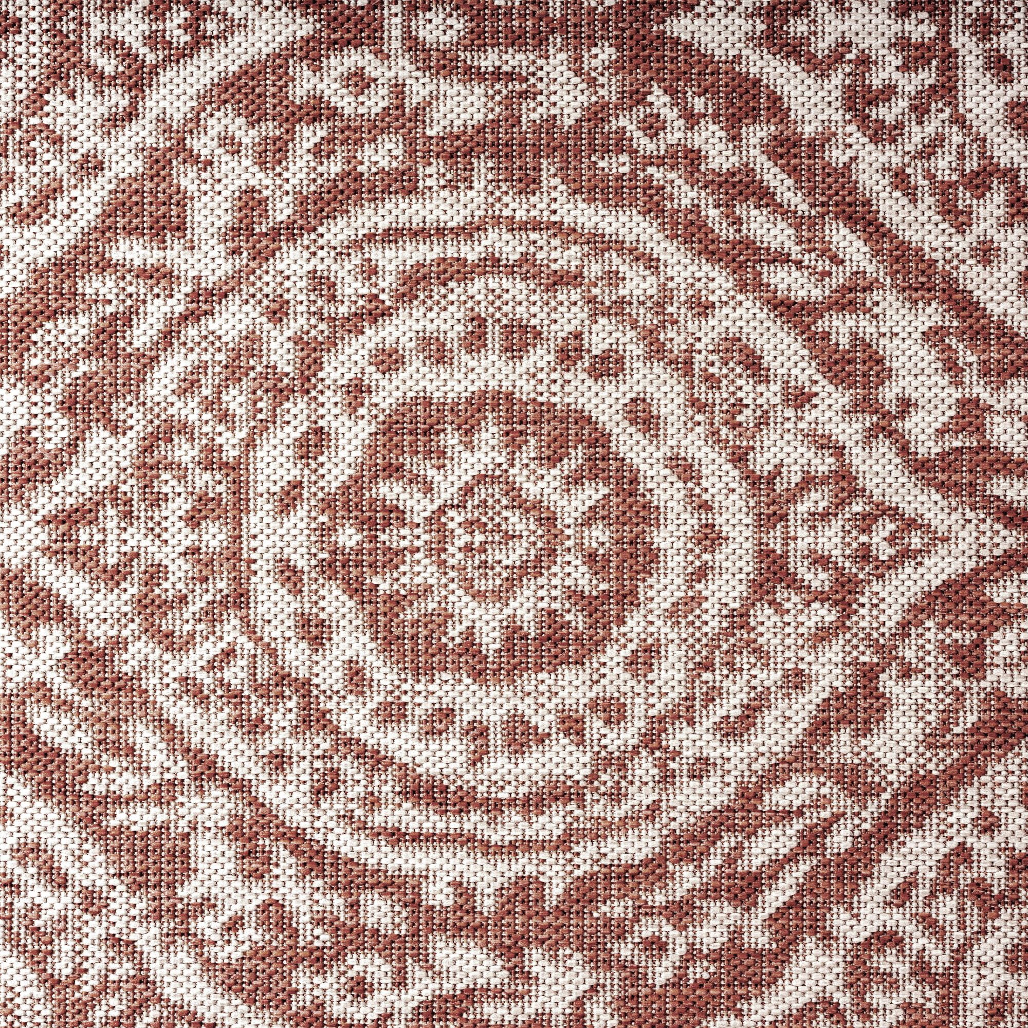 Nicole Miller New York Patio Country Zoe Moroccan Damask Indoor/Outdoor Area Rug, Terracotta/Ivory , 5'2"x7'2"