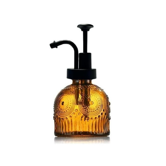 Vintage Glass Soap Dispenser for Kitchen and Bathroom Countertop Smooth Action Pump Refillable Wash Hand Liquid Dish Detergent Shampoo Lotion Pump