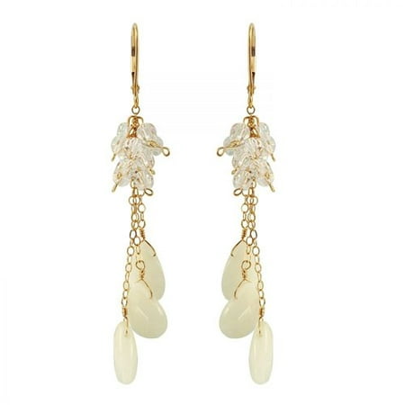 Foreli 14K Yellow Gold Earrings With Crystal And Jade