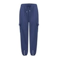 thumbnail image 6 of XINXIAOO Women Pants Women's Casual Pants Navy Work Pants for Women Lightweight Pants Women High Waist Wide Leg Pants with Pockets Womens Summer Pants, 6 of 7