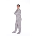 thumbnail image 2 of Big Feet PJs Gray & White Plaid Cotton Flannel Adult Footed Pajamas Sleeper, 2 of 3
