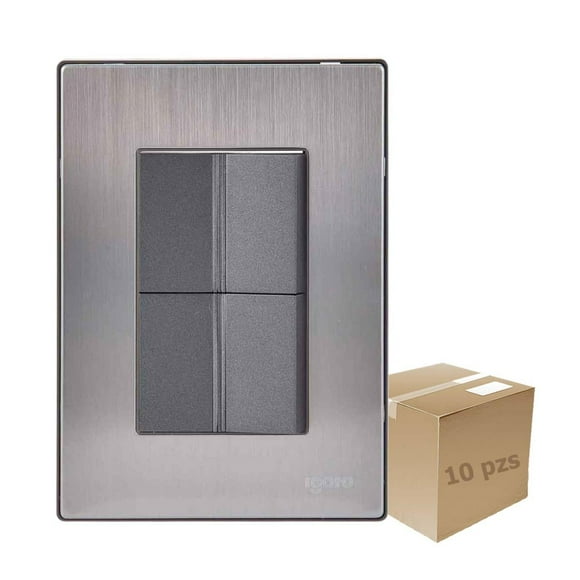 Placa Armada Inox 2 Apagadores Sencillos 1.5 Mod Oxford 10Pz gris 13cm