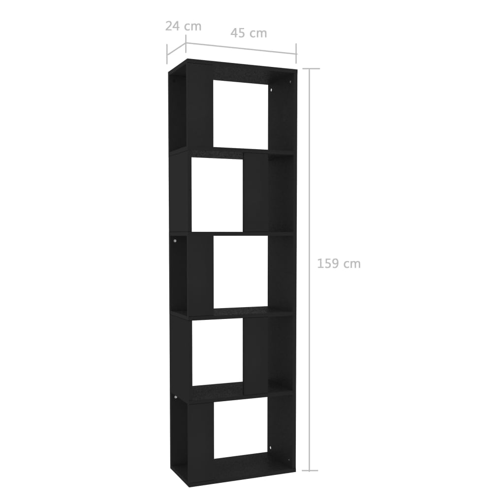 Kepooman Modern 5-Tier Vertical Corner Bookcase for Office Living Room Bedroom, 17.7" x 9.4" x 62.6", Black Kepooman Modern 5-Tier Vertical Corner Bookcase for Office Living Room Bedroom, 17.7" x 9.4" x 62.6", Black