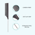thumbnail image 4 of Kiss Colors & Care 9" Carbon Fiber Small Tooth Pin Tail Hair Comb, Black, 4 of 8