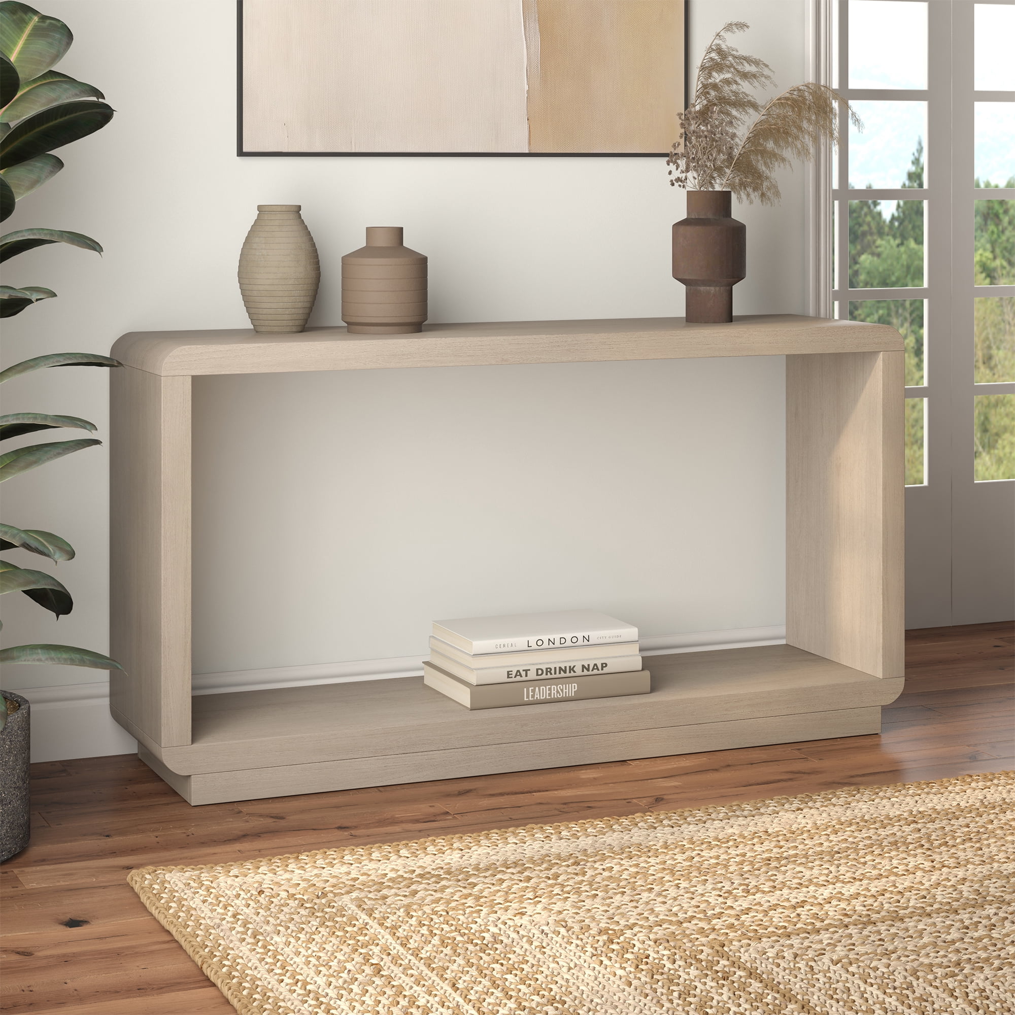 Evelyn&Zoe Modern/Contemporary 55" Wide Alder White Console Table