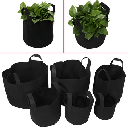 Plant Grow Bag,Ymiko 1/2/3/5/7/10 Gallon Black Plants Growing Bag Vegetable Flower Aeration Planting Pot (Best Vegetables To Grow In Pots Outside)