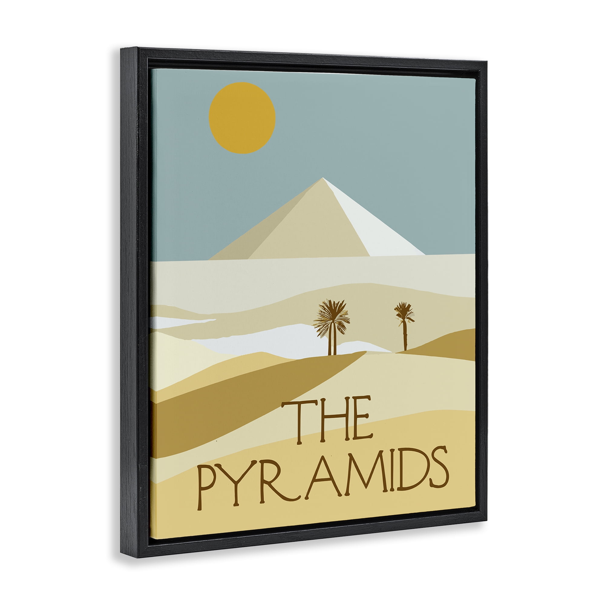 Stupell Industries Egypt Pyramids Landmark Landscape & Nature Painting Black Floater Framed Canvas Art Print Wall Art, 17 x 21