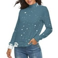 thumbnail image 2 of Christmas Deer Tree Women's Turtleneck Sweater Long Sleeve Ribbed Fitted Turtle Neck Casual Fall Winter Collection Top S, 2 of 4