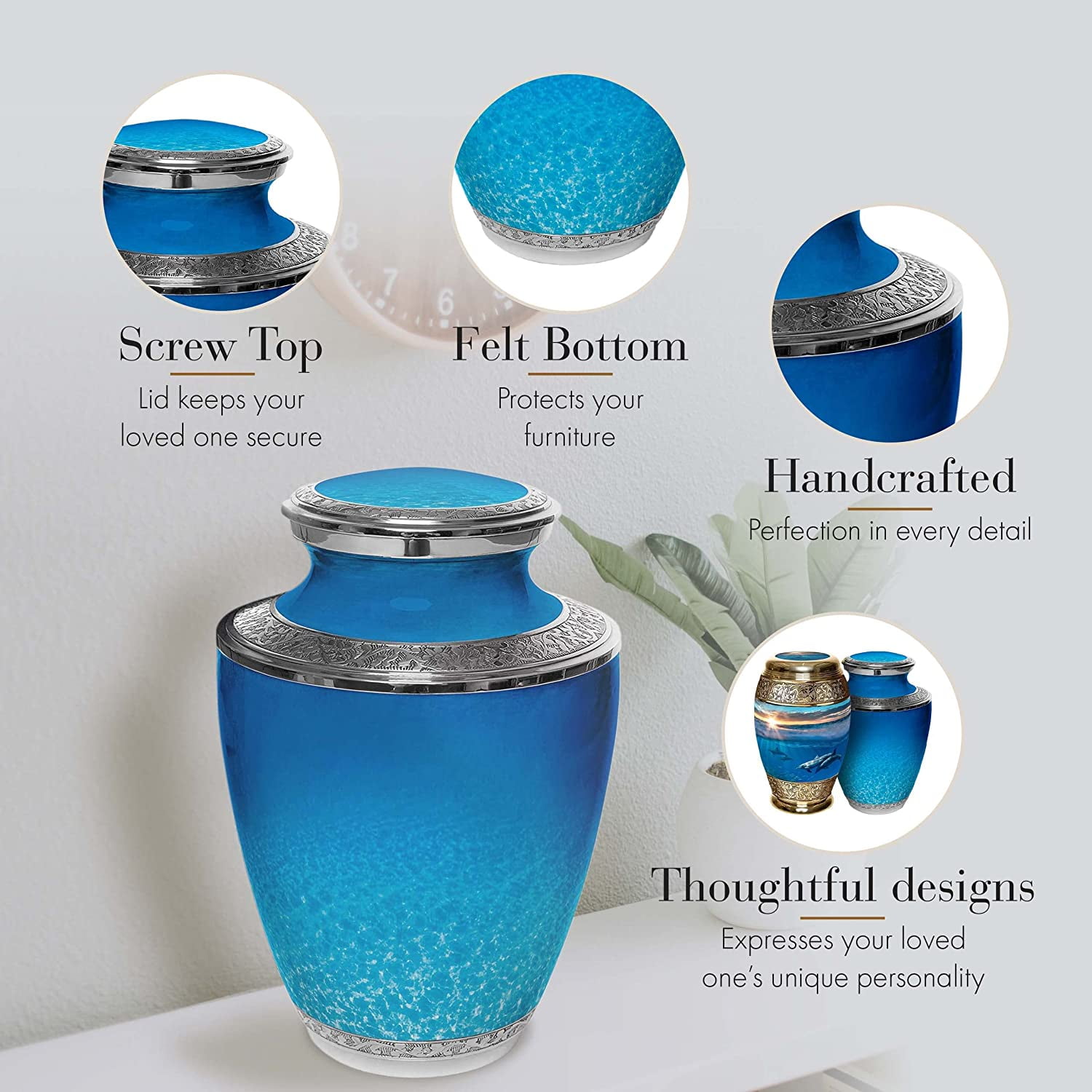 Ocean Tranquility Urn - Cremation Urns for Cremation Ashes Urns for Adult Cremation Ashes Urns for Ashes Urns for Adult Ashes - Cremation Urns for Human Ashes Large