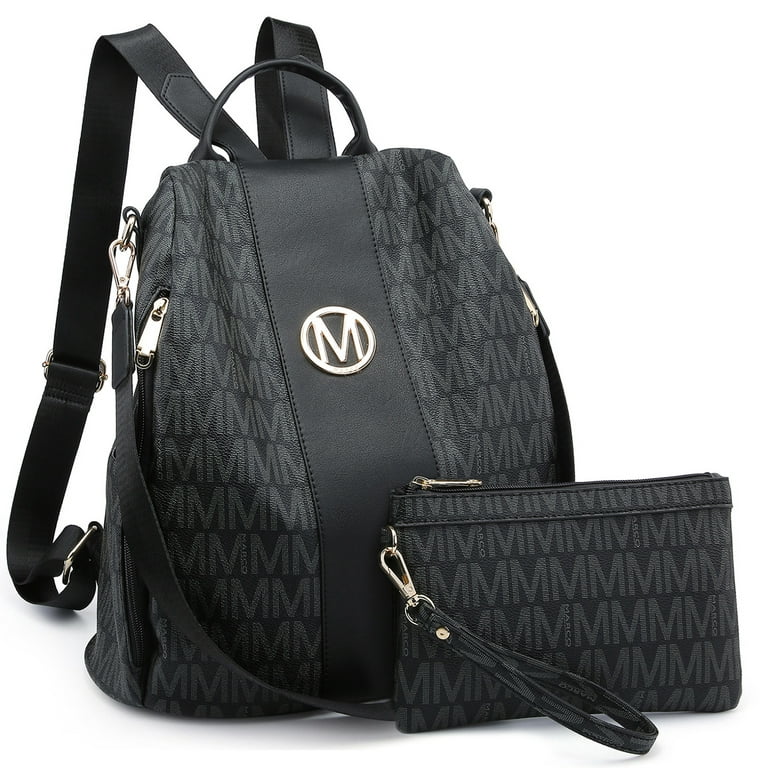 MKP Collection Women Fashion Backpack Purse Multi Pockets Anti-Theft Rucksack Ladies Travel Shoulder Bag Handbag Set 2pcs