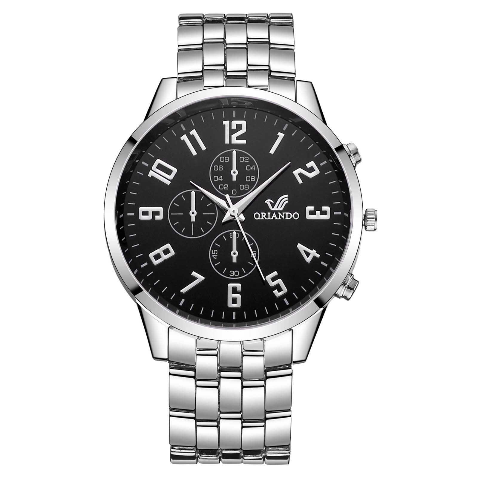 Men's Watch Classic Quartz Mens Wristwatch Business Chronograph Steel