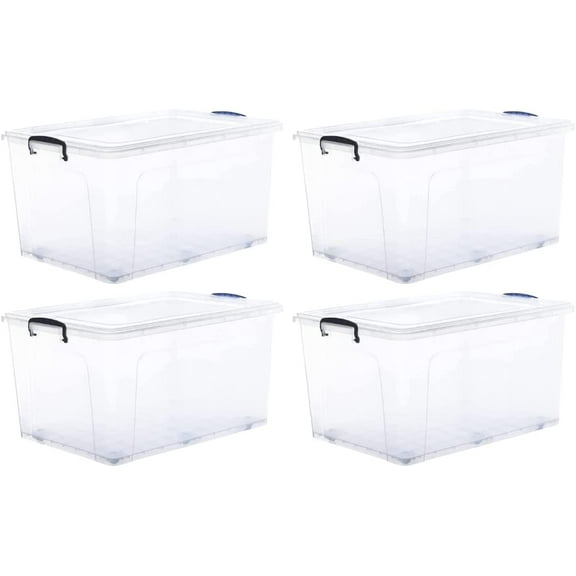 Superio Clear Plastic Storage Bins with Lids, 85 Quart (2 Pack), Stackable Storage Container with Latches and Handles