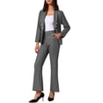 thumbnail image 4 of INSPIRAR CHIC Conjuntos de dos piezas para mujeres, trajes de pantalón, blazer elegante, pantalones de pierna ancha, bolsillos, traje casual de negocios XL Gris, 4 of 6