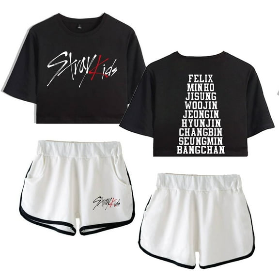 Stray Kids Women's casual summer street trend women's short sleeved shorts set