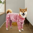 thumbnail image 4 of Flannel Bone Pattern Pet Jumpsuit - Printing One Piece, High Elasticity, Soft, Comfortable, Keep Warm, Flannel, Pet Pajamas for Indoor, 4 of 8