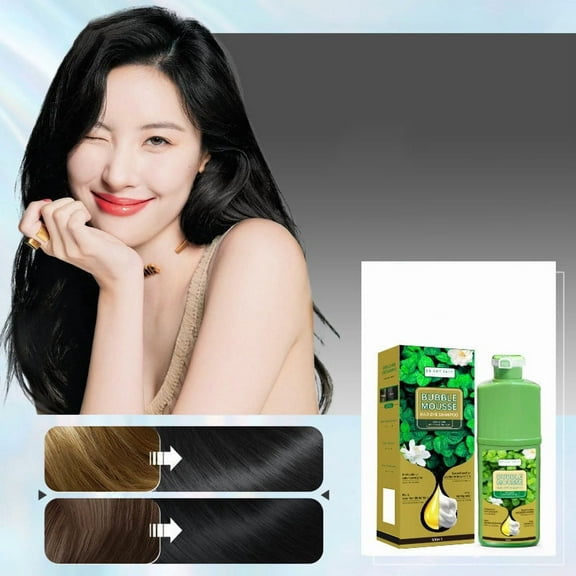 SDJMa Plant-Based Foam Hair Dye, Long-Lasting Color with Light Fruity Scent, Gentle Formula for Sensitive Scalp, for Home Use, 500ml (Black)